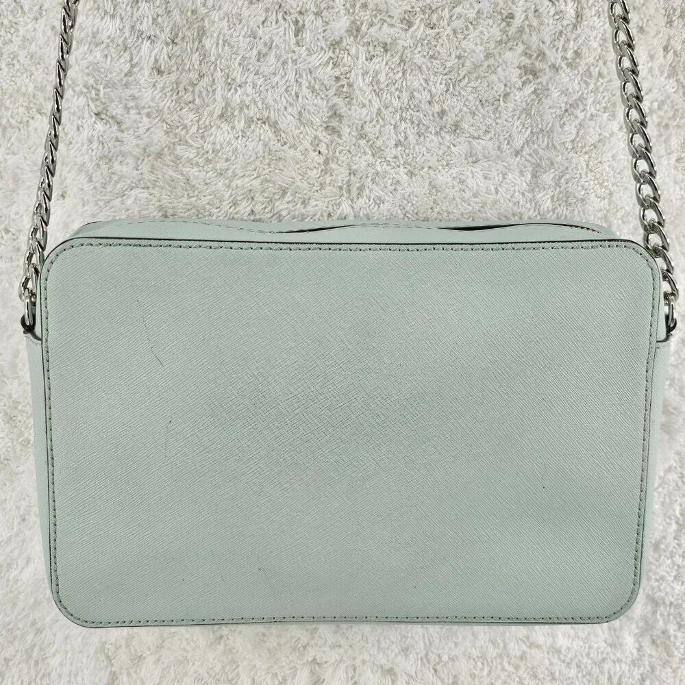 MICHAEL KORS Mint Green Patchwork Tiles Jet Set Camera Crossbody Bag Chain Strap